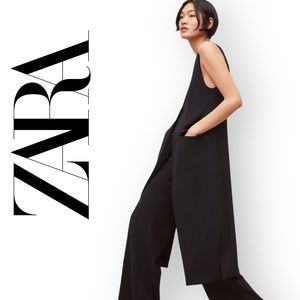 Zara Black Minimalist Long Vest. Size S